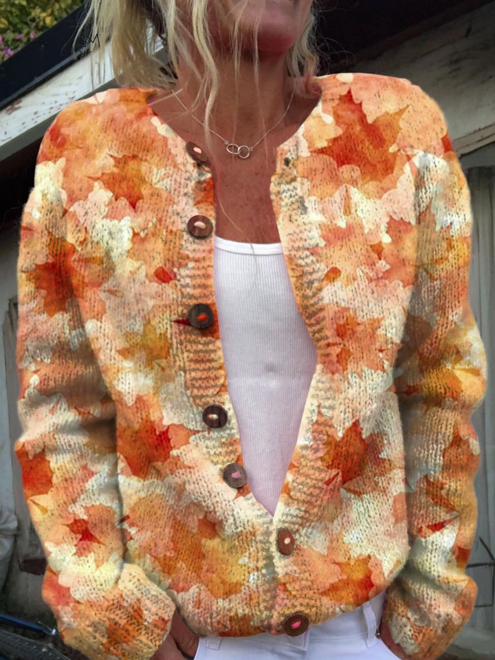Ambroisine | Cardigan Vintage Feuilles d&