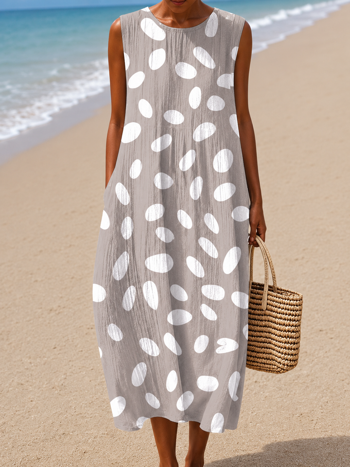 Gabrielle | Robe Midi Imprimée Sans Manches