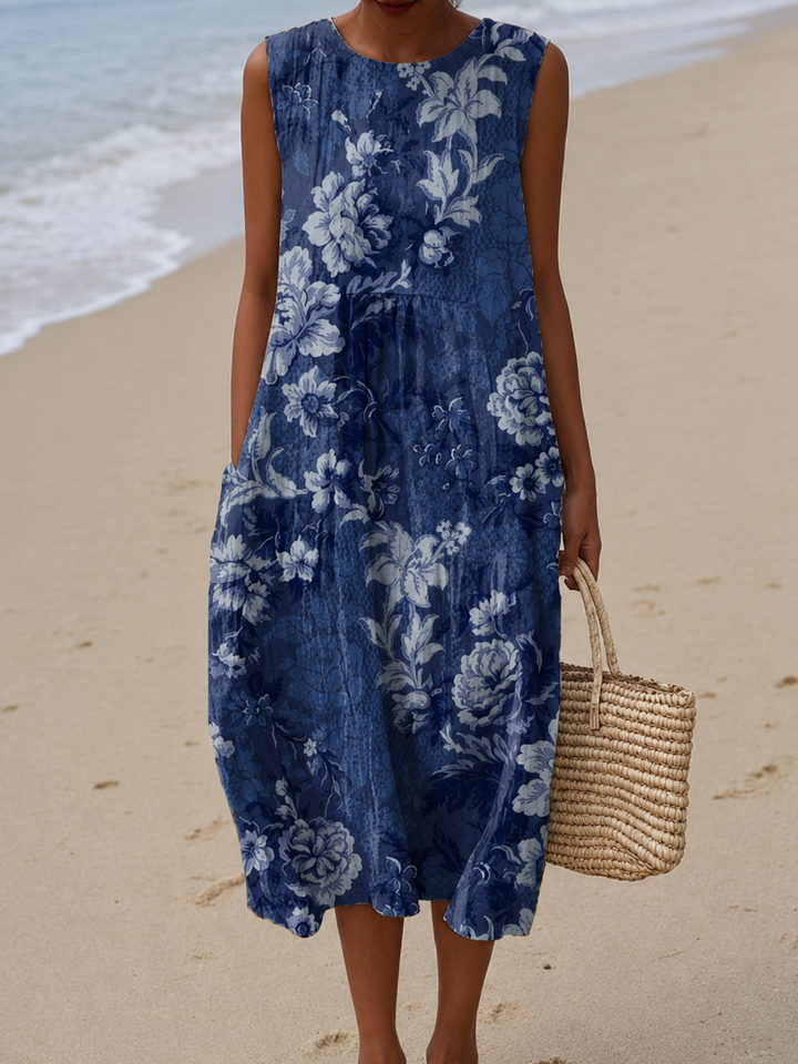 Bathilde | Robe Midi Imprimée Plage