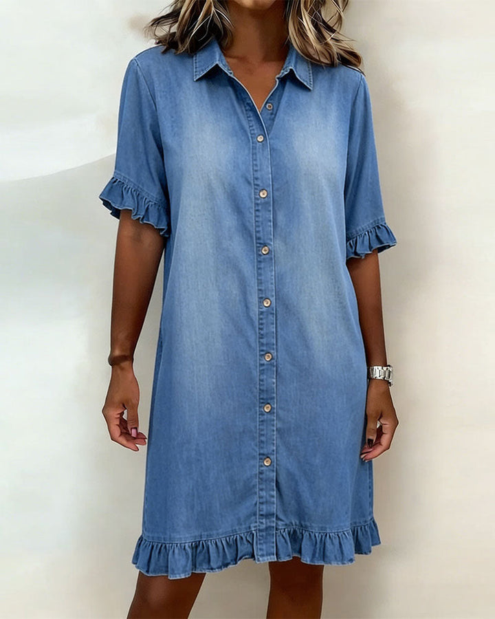 Colette | Robe denim à fronces flatteuses