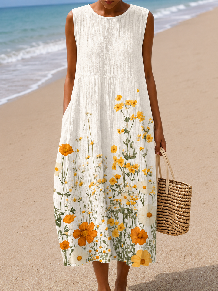Odile | Robe Midi Imprimée Sans Manches
