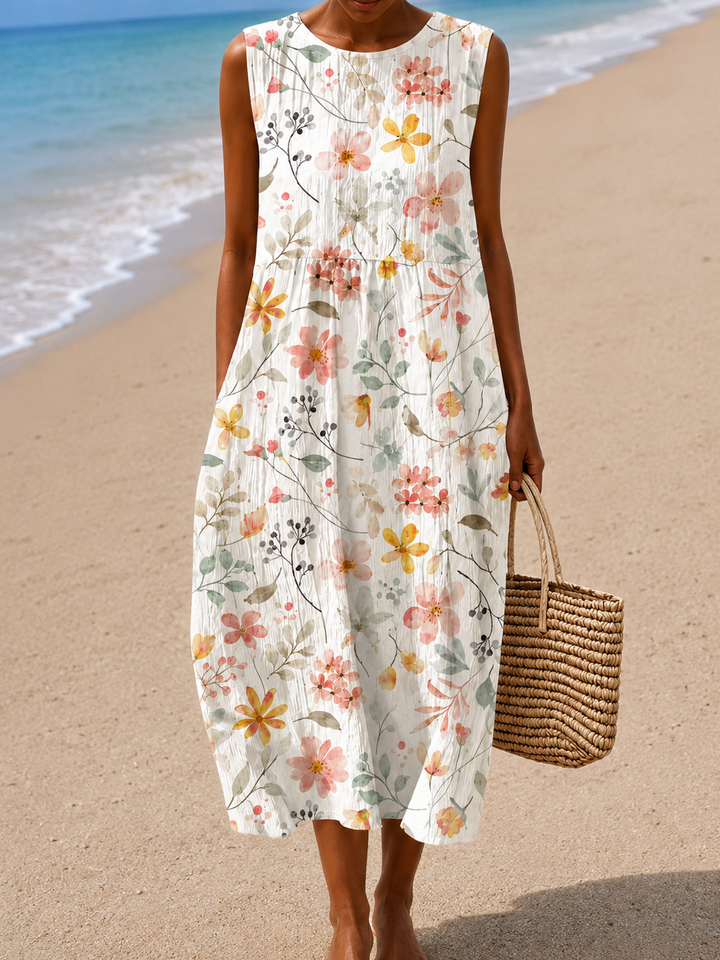 Ninon | Robe Midi Imprimée Sans Manches