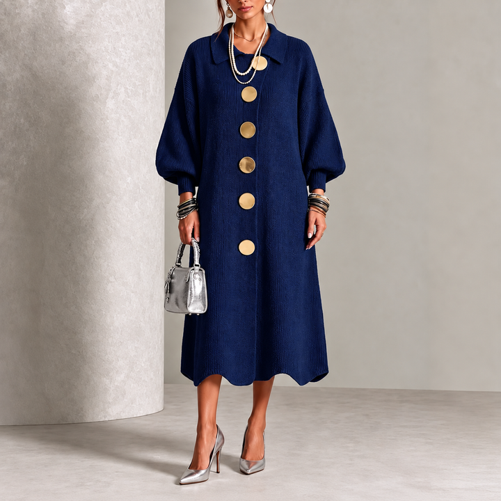 Noélie | Robe en Maille à Gros Boutons