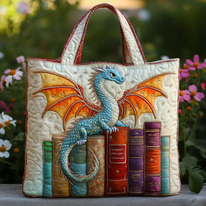 Arlette | Cabas Matelassé Dragon Émeraude Gardien des Livres