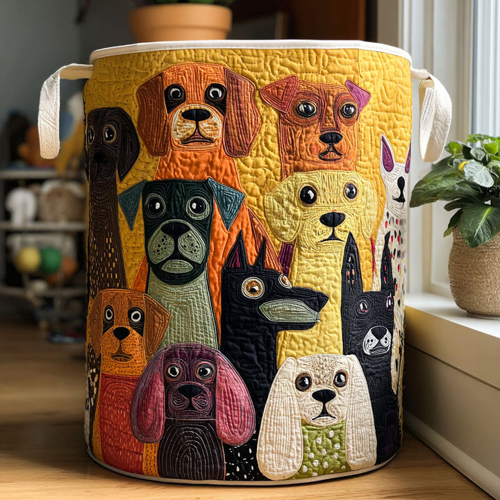 Gaëlle | Panier à Linge Matelassé Chiens en Forêt