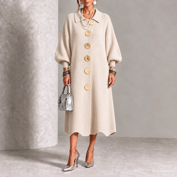 Noélie | Robe en Maille à Gros Boutons