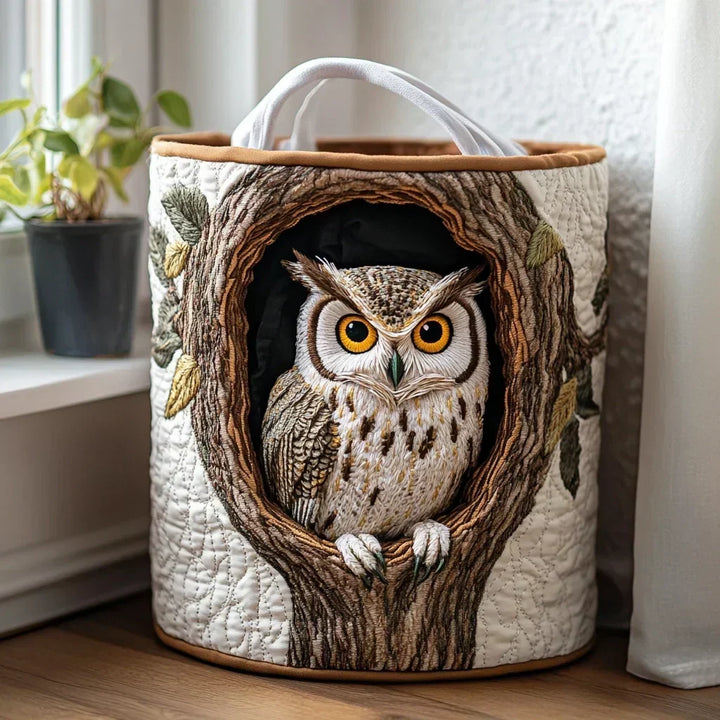 Florence | Panier à Linge Matelassé Hibou entre les Branches