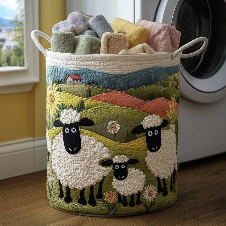 Hortense | Panier à Linge Matelassé Moutons Blottis