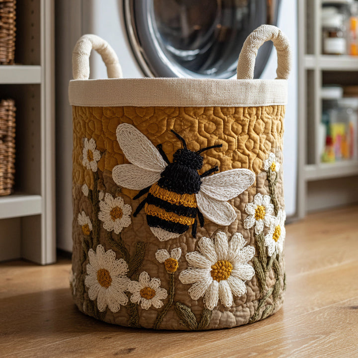 Ursule | Panier à Linge Matelassé Abeilles et Marguerites