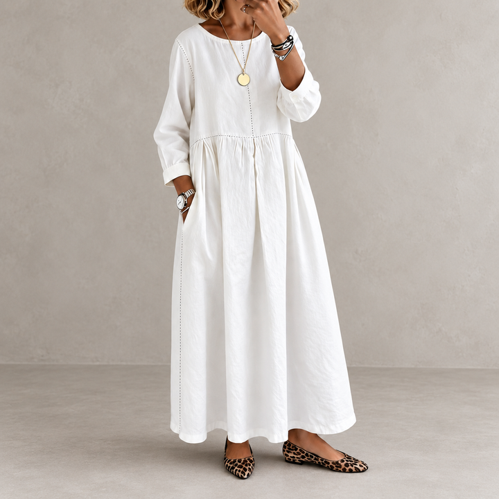 Ghislaine | Robe Longue en Denim Vintage