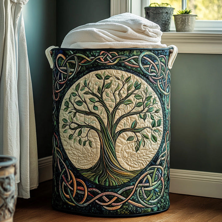 Clarisse | Panier à Linge Matelassé Racines et Branches Entrelacées