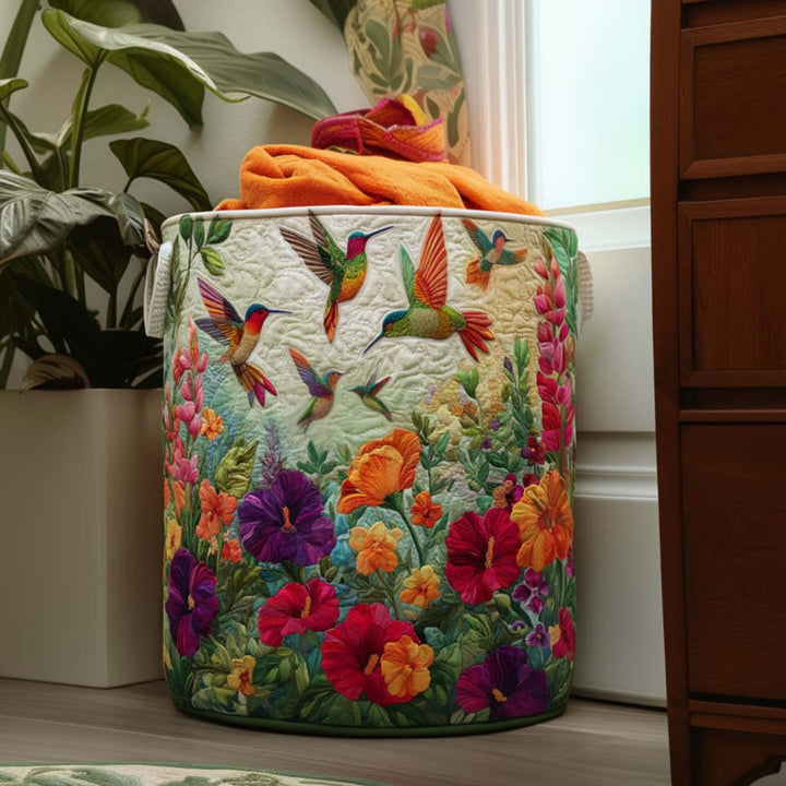 Adèle | Panier à Linge Matelassé Papillons parmi les Fleurs