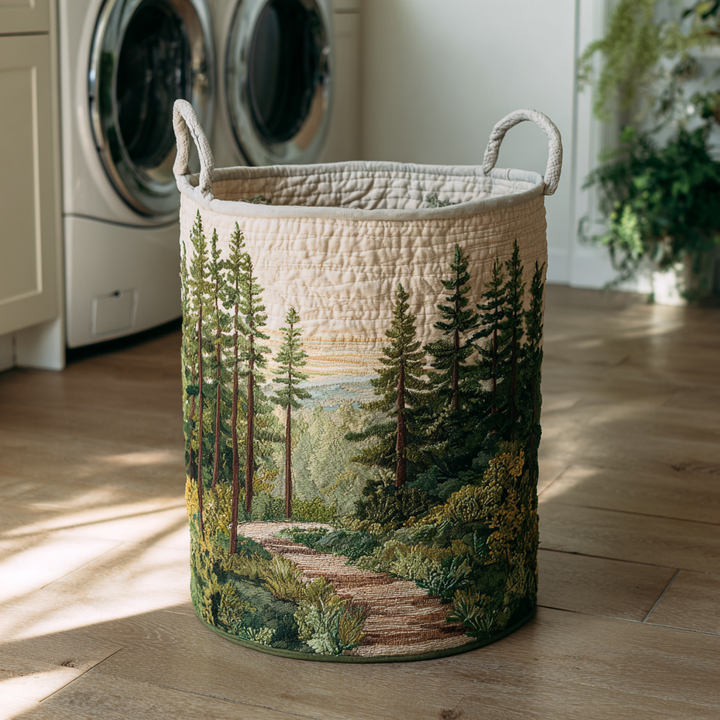 Océane | Panier à Linge Matelassé Sentier en Forêt