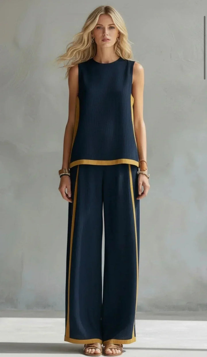 Adèle | Ensemble Gilet et Pantalon Bicolore
