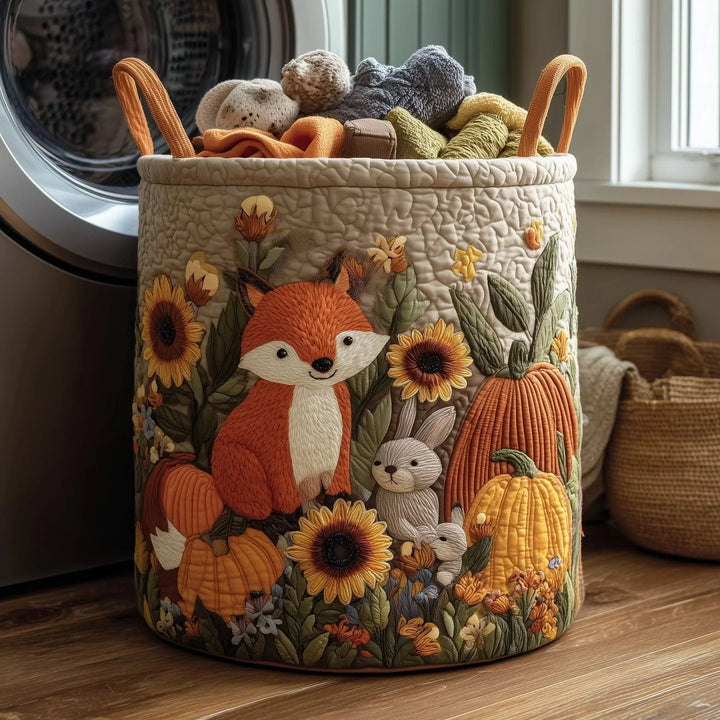 Sandrine | Panier à Linge Matelassé Renard, Lapins et Citrouilles