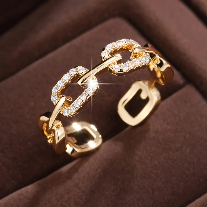 Estelle | Bague Dorée Chaîne Brillante