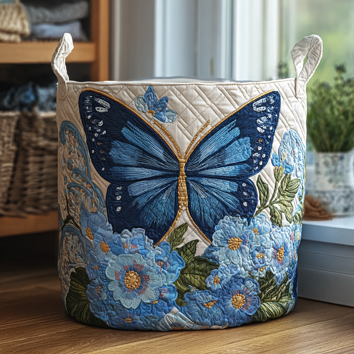 Gisèle | Panier à Linge Matelassé Papillons en Vol