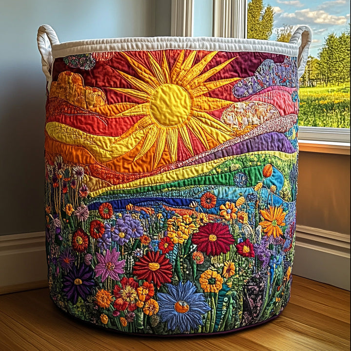 Jocelyne | Panier à Linge Matelassé Soleil sur les Collines et les Fleurs