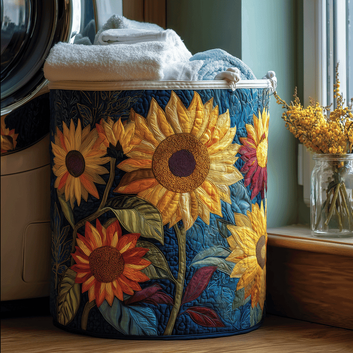 Solène | Panier à Linge Matelassé Floral Ensoleillé